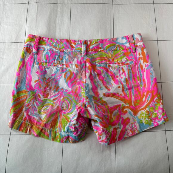 Lilly Pulitzer Shorts Womens 2 Pink White Callahan Scuba to Cuba Resort Preppy - Picture 2 of 11